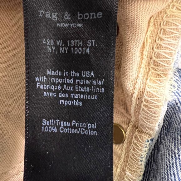 Rag & Bone Trompe L'Oeil Selvedge Cuff Grommet Jeans Size 24 - Picture 8 of 15